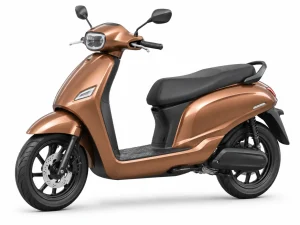 Generic copper electric scooter on a white studio background